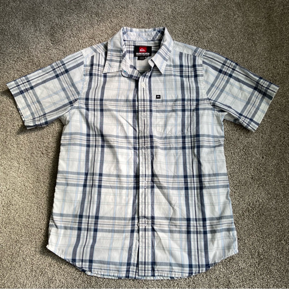 boys quicksilver button down short sleeve collared shirt - size 12-14